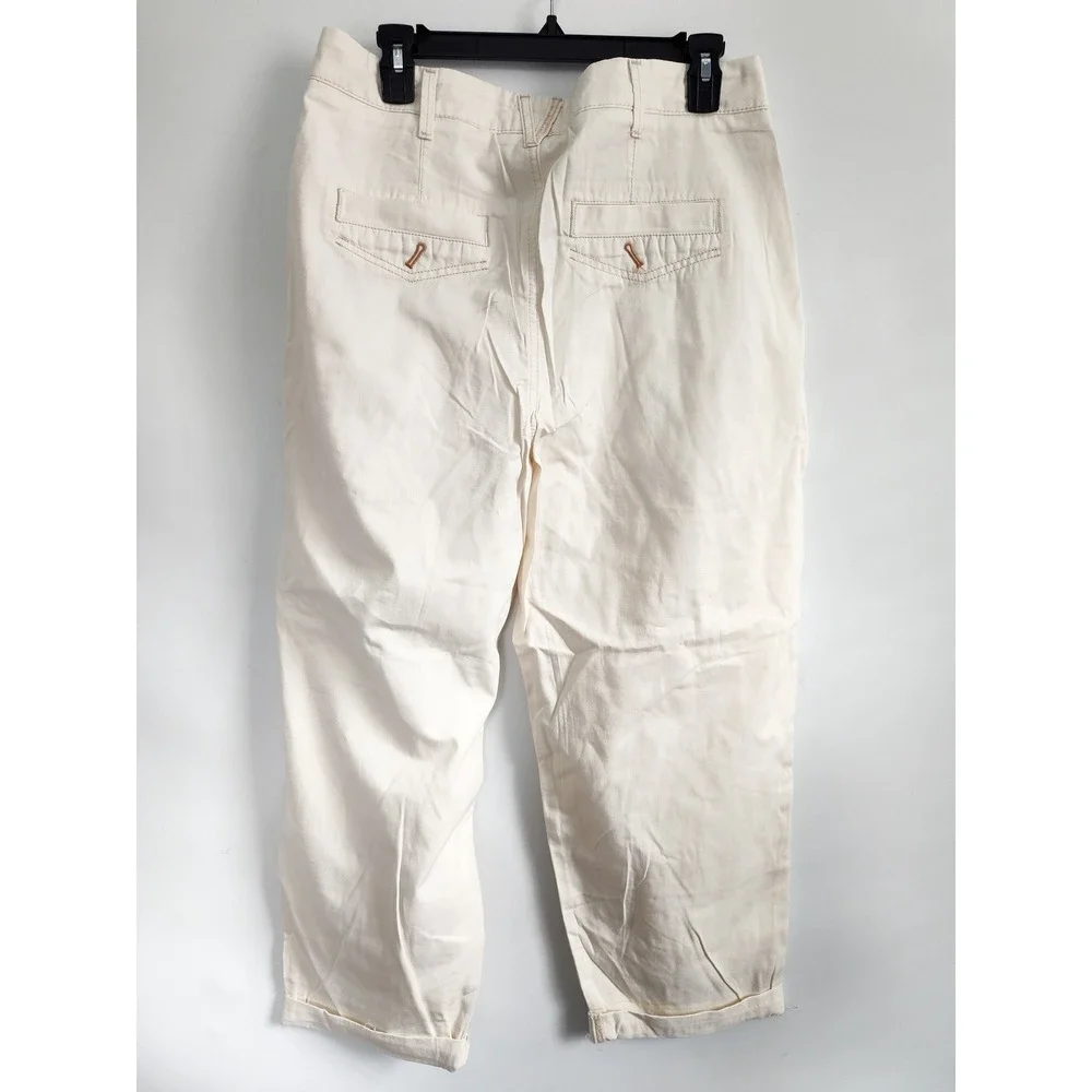 New Pilcro Barrel Pants 30 Patchwork Chino Ivory Relaxed Cotton Anthropologie